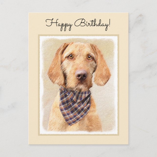 Wirehaired Vizsla Painting - Cute Original Dog Art Postcard (Front)