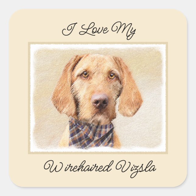 Wirehaired Vizsla Painting - Cute Original Dog Art Square Sticker (Front)