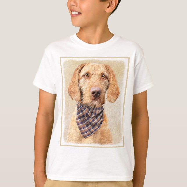 Wirehaired Vizsla Painting - Cute Original Dog Art T-Shirt (Front)