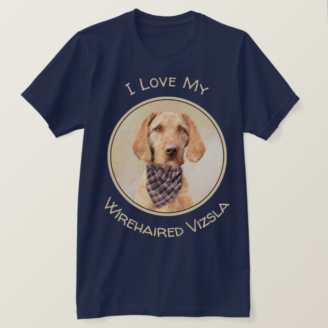 Wirehaired Vizsla Painting - Cute Original Dog Art T-Shirt (Design Front)