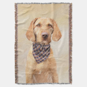 Wirehaired Vizsla Painting - Cute Original Dog Art Throw Blanket
