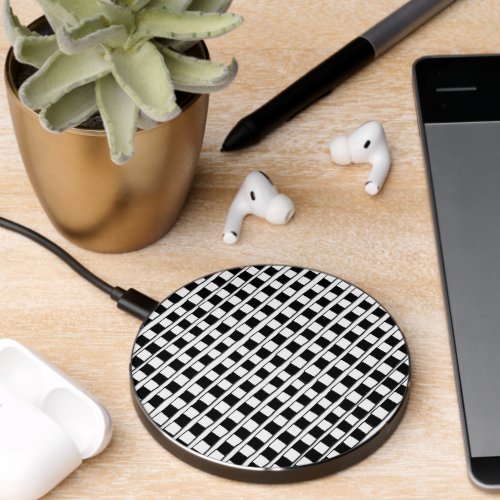 Wireless Charger Black & White Checkered Squares