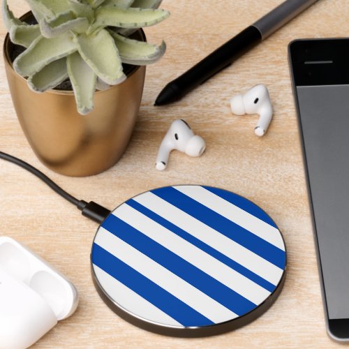 Wireless Charger Blue & White Stripe