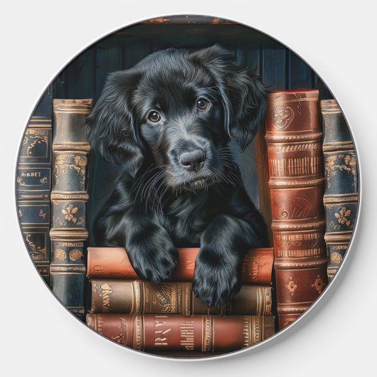 Wireless Charger Flat Coated Retriever Puppy (Front)