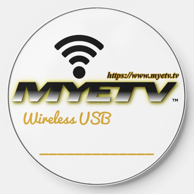 Wireless charger of MYETV with customized text (Front)