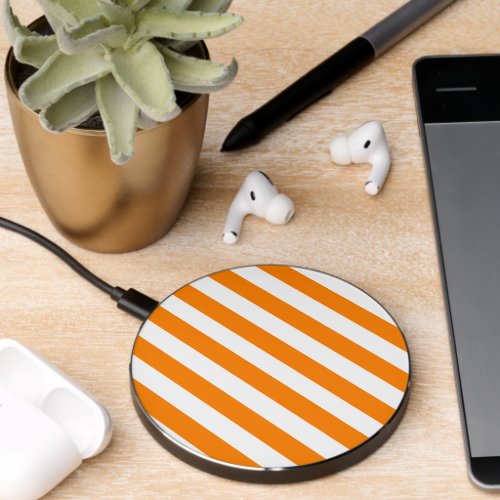 Wireless Charger Orange & White Stripe