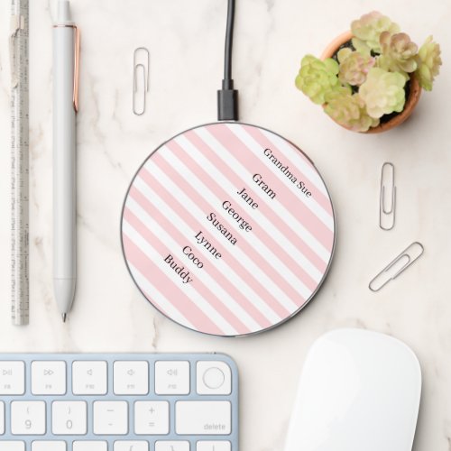Wireless Charger Pink & White Stripe Grandma