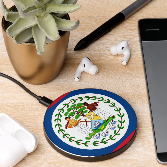 Wireless charger with flag of Belize (Desk 2)