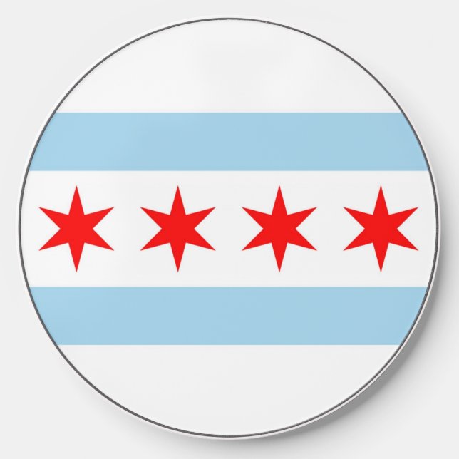 Wireless charger with flag of Chicago City, U.S. (Front)