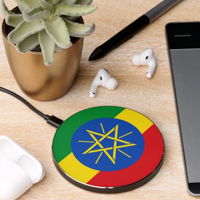 Wireless charger with flag of Ethiopia (Desk 2)