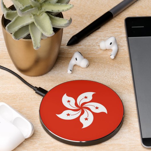 Wireless charger with flag of Hong Kong (Desk 2)