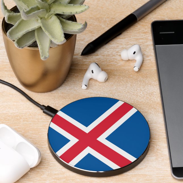 Wireless charger with flag of Iceland (Desk 2)