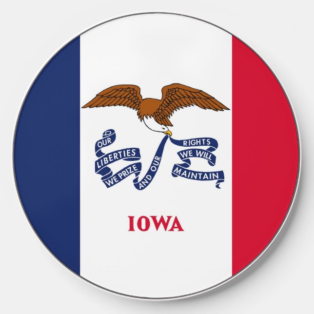 Wireless charger with flag of Iowa, U.S. (Front)