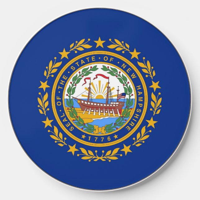 Wireless charger with flag of New Hampshire, U.S. (Front)