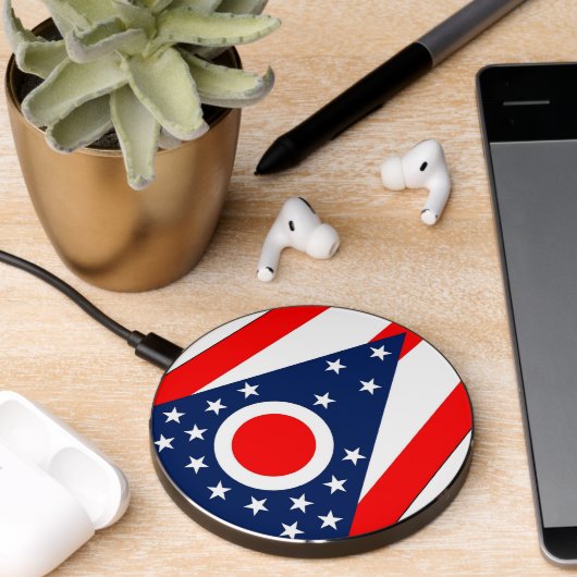Wireless charger with flag of Ohio, U.S. (Desk 2)