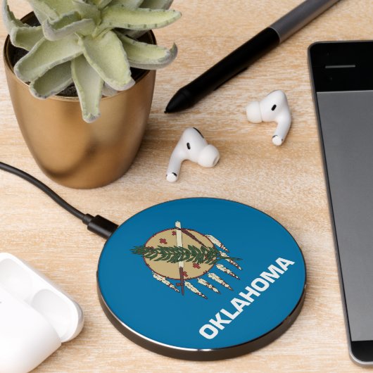 Wireless charger with flag of Oklahoma, U.S. (Desk 2)