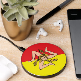 Wireless charger with flag of Sicily, Italy