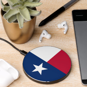 Wireless charger with flag of Texas, U.S.