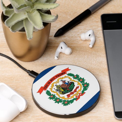 Wireless charger with flag of West Virginia US