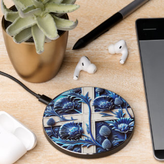 Wireless charger with Scottish Thistles Design