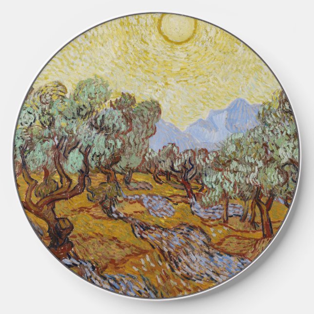 Wireless Charger with Van Gogh's Olive Trees (Front)