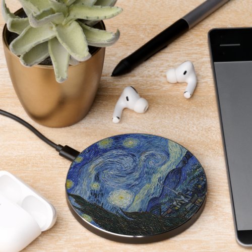 Wireless Charger with Van Goghs Starry Night