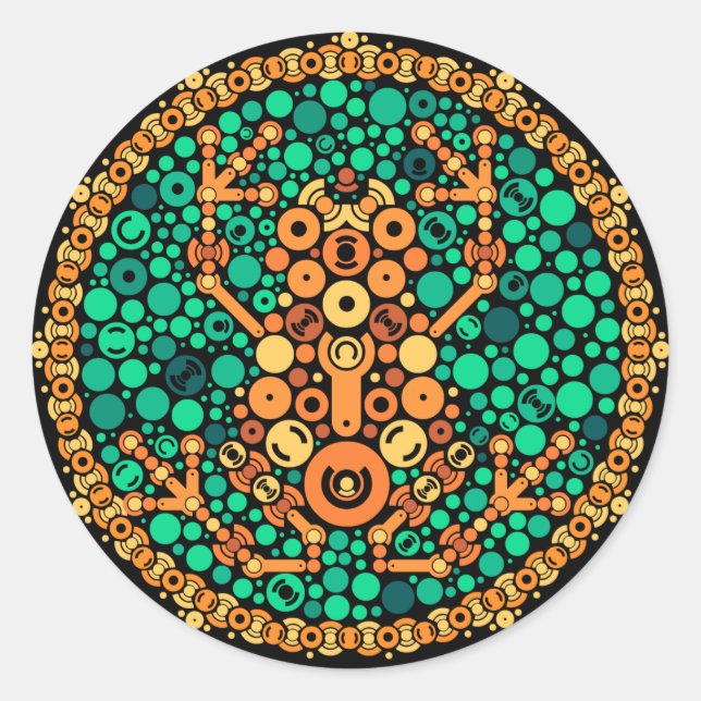 Wireless Frog, Color Perception Test, Black Classic Round Sticker (Front)