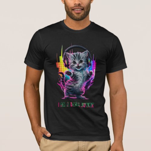 Wireless Headphones Art T_Shirt  _  Cute Kitten