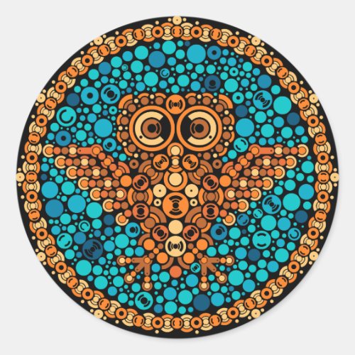 Wireless Owl, Color Perception Test, Black Classic Round Sticker