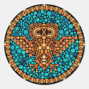 Wireless Owl, Color Perception Test, Black Classic Round Sticker