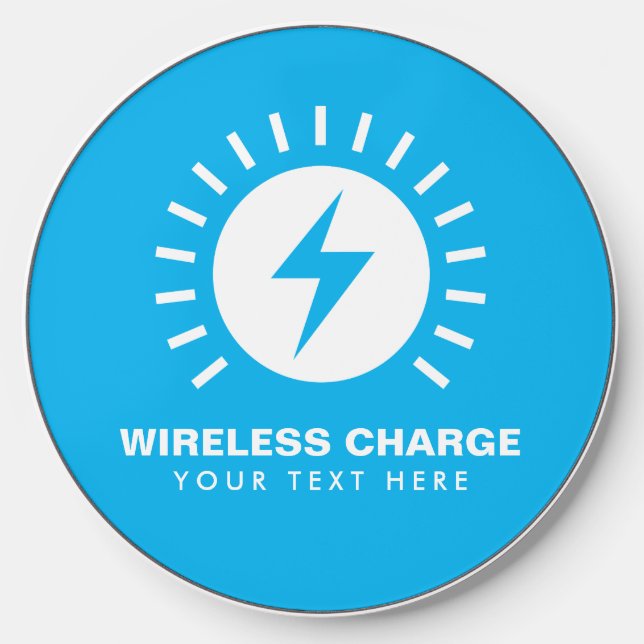 Wireless phone charger with electric bolt logo (Front)