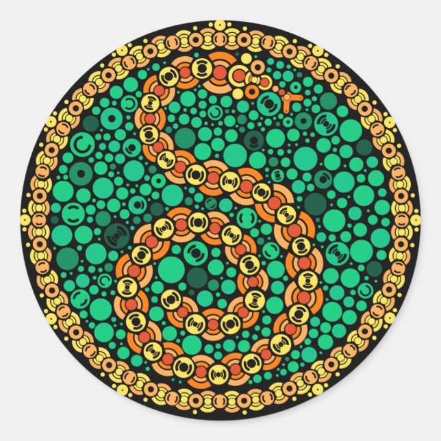 Wireless Python, Color Perception Test, Black Classic Round Sticker (Front)