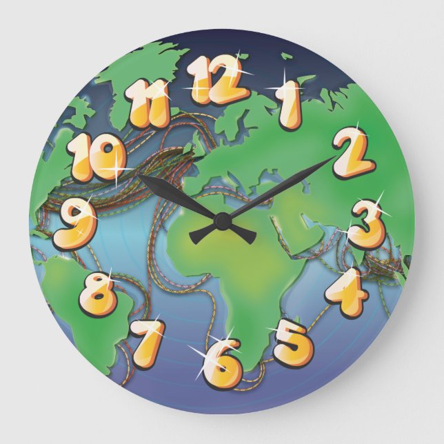 Wires of the World - Undersea Cables Large Clock (Front)