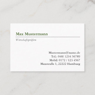 Wirtschaftsprüfern Visitenkarte Business Card