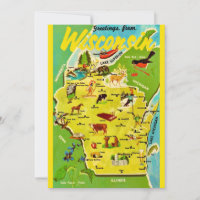 Wisconsin 5x7 Map Vintage Postcard
