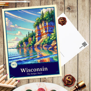 Wisconsin   Anime Style Cel Shaded Postcard