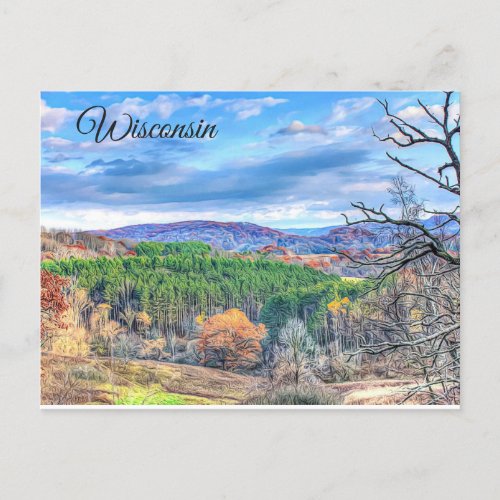 Wisconsin Autumn Scenic View Postcard