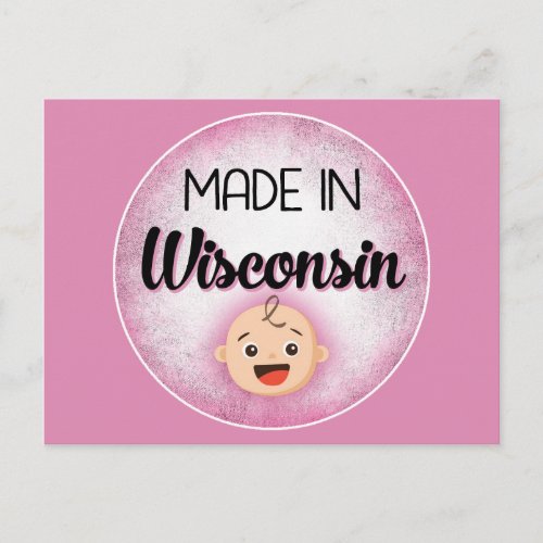 Wisconsin Baby Funny Pink New Girl Postcard