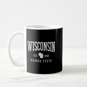 Wisconsin Badger State Est. 1848 State Map Souveni Coffee Mug