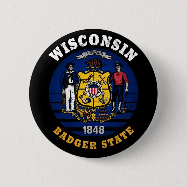 WISCONSIN BADGER STATE FLAG BUTTON (Front)
