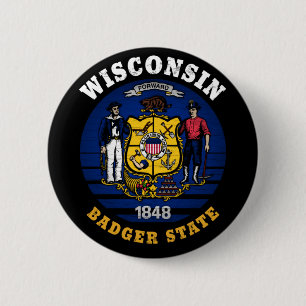 WISCONSIN BADGER STATE FLAG BUTTON