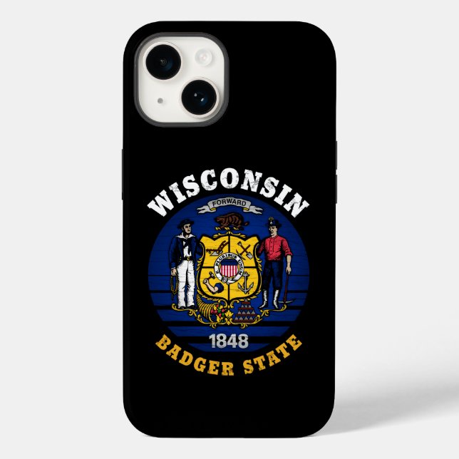 WISCONSIN BADGER STATE FLAG Case-Mate iPhone CASE (Back)
