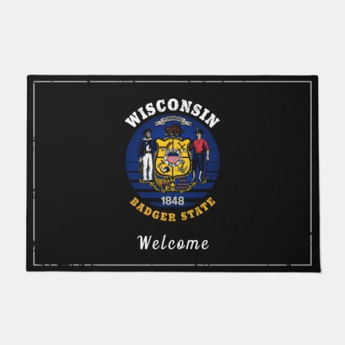 WISCONSIN BADGER STATE FLAG  DOORMAT