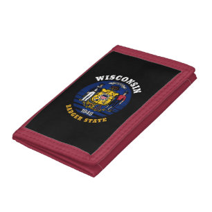 WISCONSIN BADGER STATE FLAG TRIFOLD WALLET