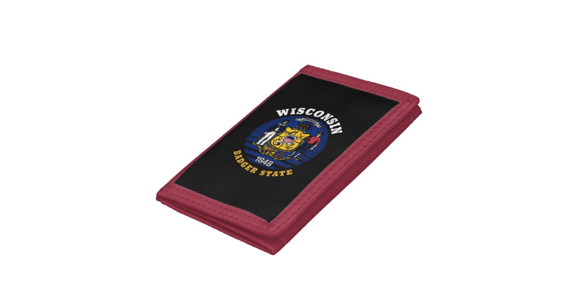 WISCONSIN BADGER STATE FLAG TRIFOLD WALLET | Zazzle