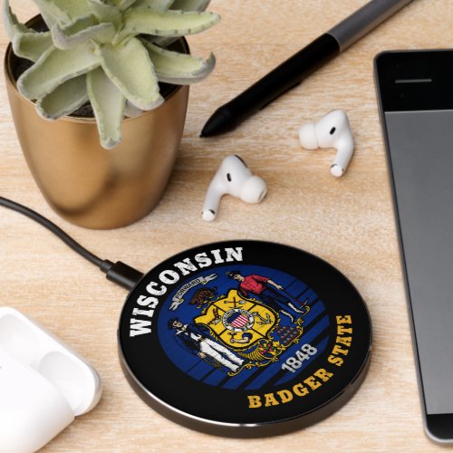 WISCONSIN BADGER STATE FLAG WIRELESS CHARGER 