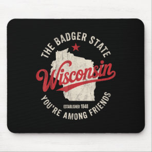Wisconsin Badger State Retro Star Men Women Kids B Mouse Pad