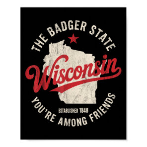 Wisconsin Badger State Retro Star Men Women Kids B Poster