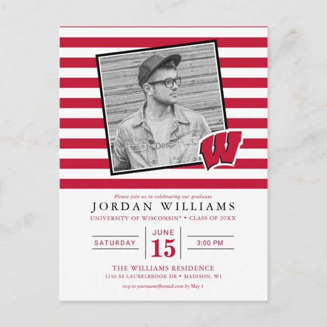 Wisconsin Badgers Stripe Graduation Announcement (Front)