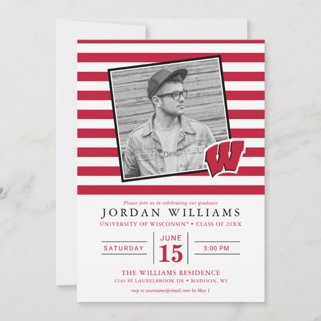 Wisconsin Badgers Stripe Graduation Announcement (Front)